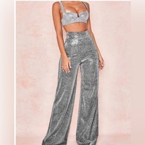 House of CB Margarita Silver trousers and vela bralette